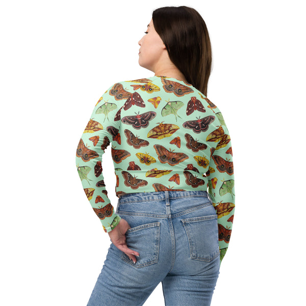 Moths Recycled Long Sleeve Crop Top