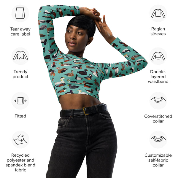 Ducks Recycled Long Sleeve Crop Top