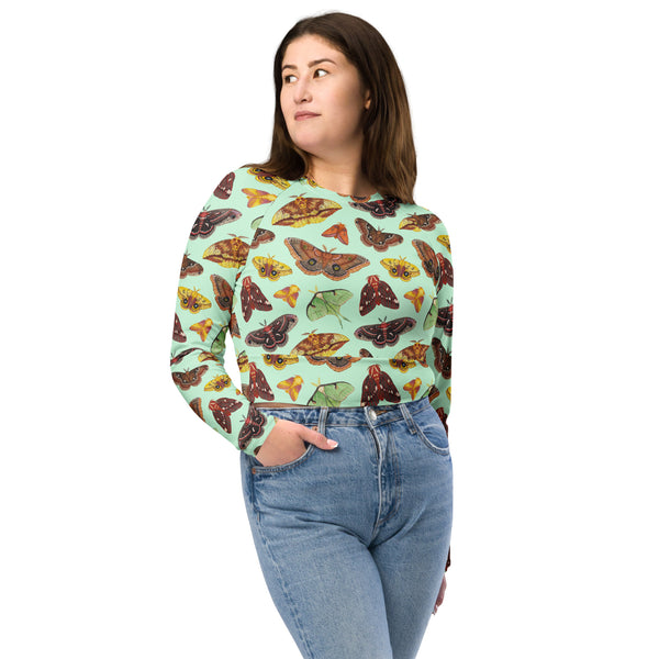 Moths Recycled Long Sleeve Crop Top