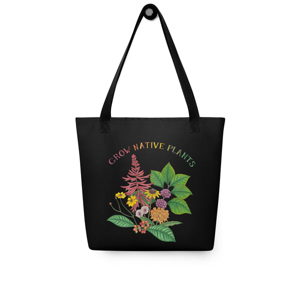 Grow Native Plants Tote Bag (Black)