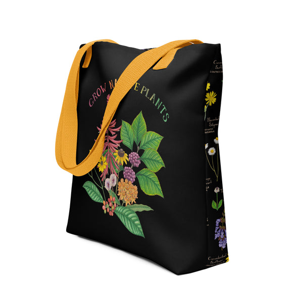 Grow Native Plants Tote Bag (Black)