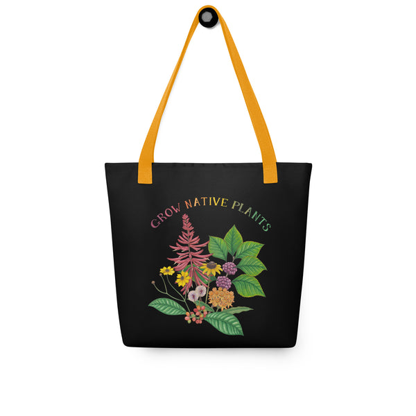 Grow Native Plants Tote Bag (Black)