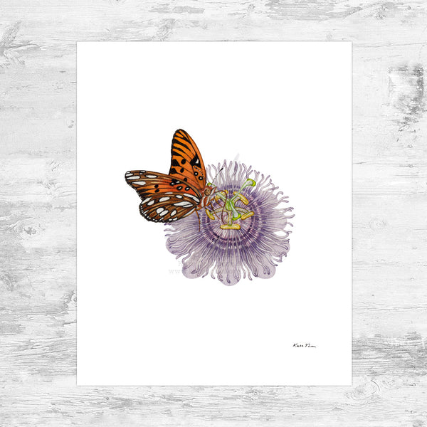 Gulf Fritillary on Passionflower Art Print