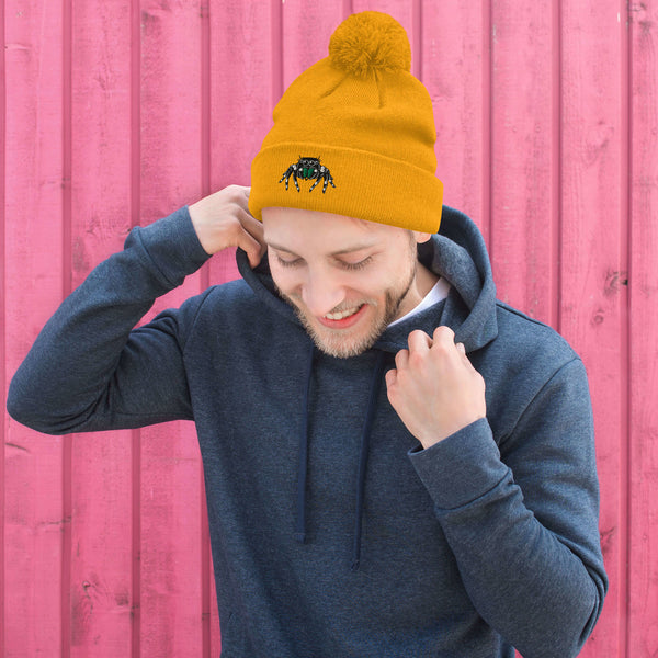 Jumping Spider Pom-Pom Beanie