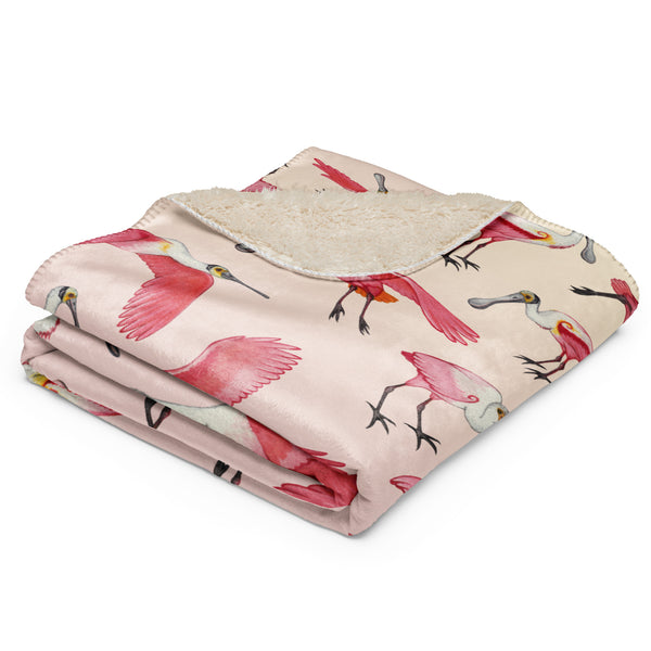 Roseate Spoonbills Sherpa Blanket (Horizontal)