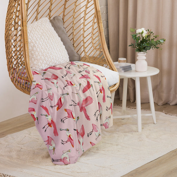Roseate Spoonbills Sherpa Blanket (Horizontal)