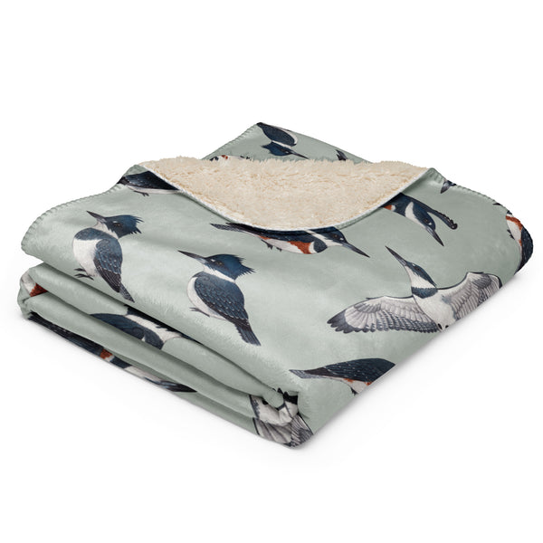 Belted Kingfishers Sherpa Blanket (Horizontal)