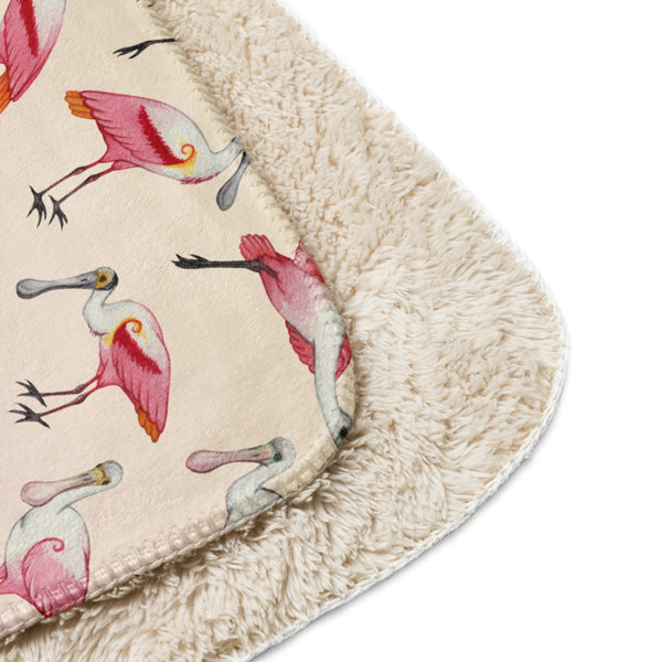 Roseate Spoonbills Sherpa Blanket (Horizontal)