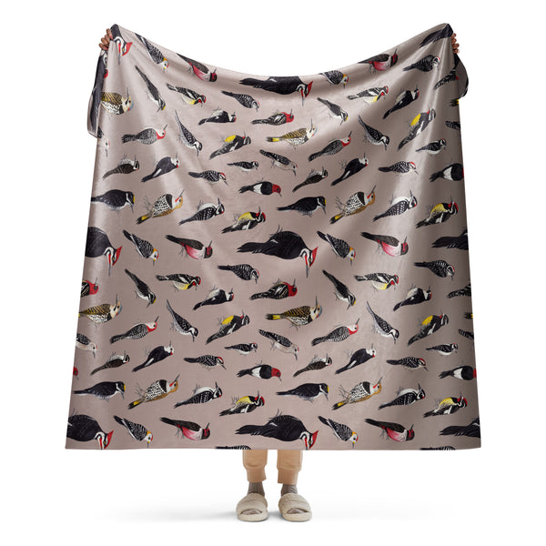 Woodpeckers Sherpa Blanket (Vertical)