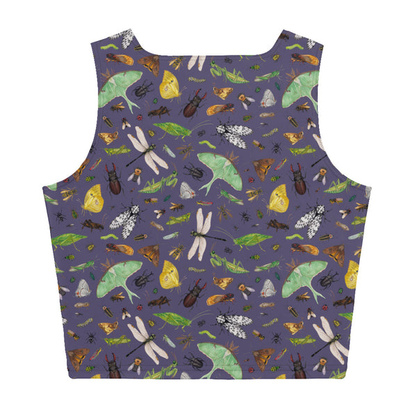 Insects Sleeveless Crop Top - Purple
