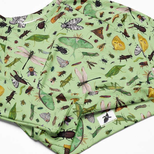 Insects Recycled Long Sleeve Crop Top - Light Green