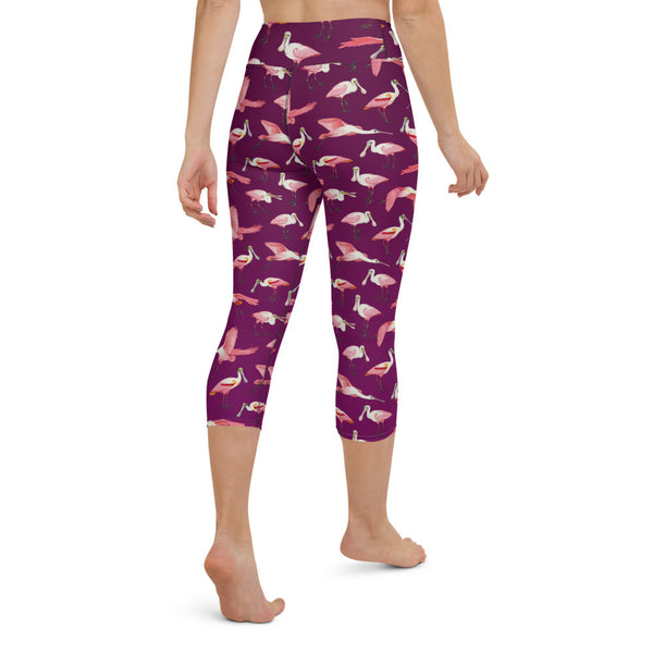 *SALE* Size Extra Small Roseate Spoonbill Magenta All-Over Print Capri Leggings