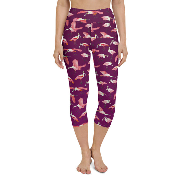 *SALE* Size Extra Small Roseate Spoonbill Magenta All-Over Print Capri Leggings