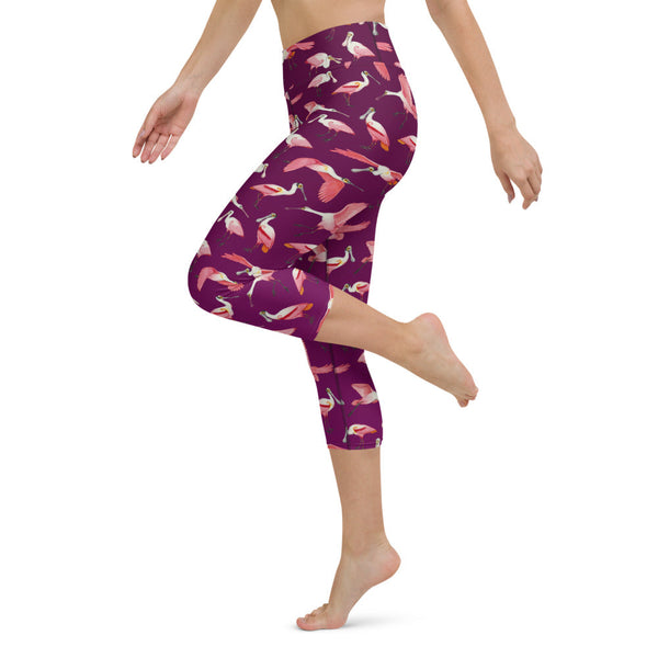 *SALE* Size Extra Small Roseate Spoonbill Magenta All-Over Print Capri Leggings