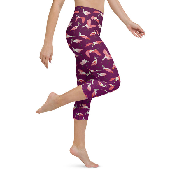 *SALE* Size Extra Small Roseate Spoonbill Magenta All-Over Print Capri Leggings