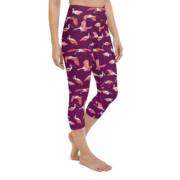 *SALE* Size Extra Small Roseate Spoonbill Magenta All-Over Print Capri Leggings