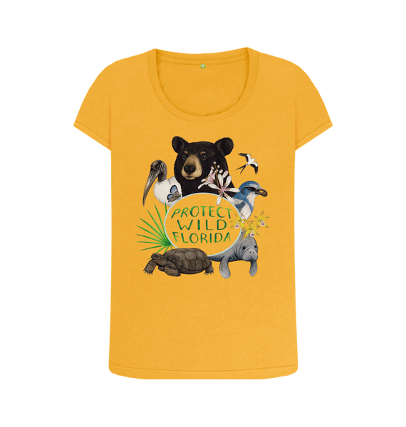 Mustard Protect Wild Florida Women's Style Scoop Neck Shirt