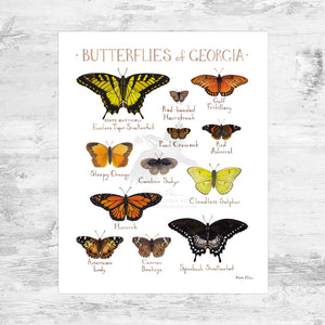 Georgia Butterflies Field Guide Art Print Mini (8x10)