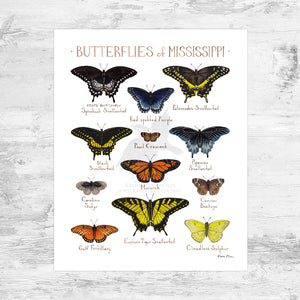 Mississippi Butterflies Field Guide Art Print Mini (8x10)