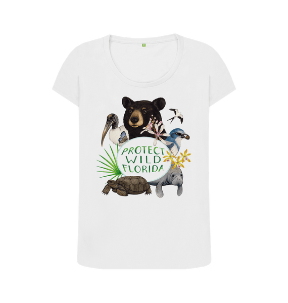 White Protect Wild Florida Women's Style Scoop Neck Shirt