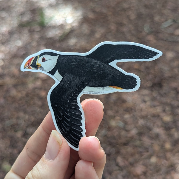Atlantic Puffin Flying Vinyl Sticker