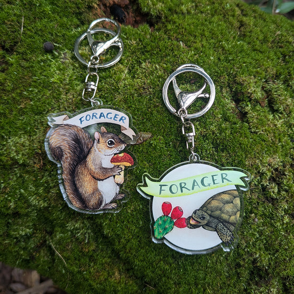 "Forager" Gopher Tortoise with Prickly Pear Keychain