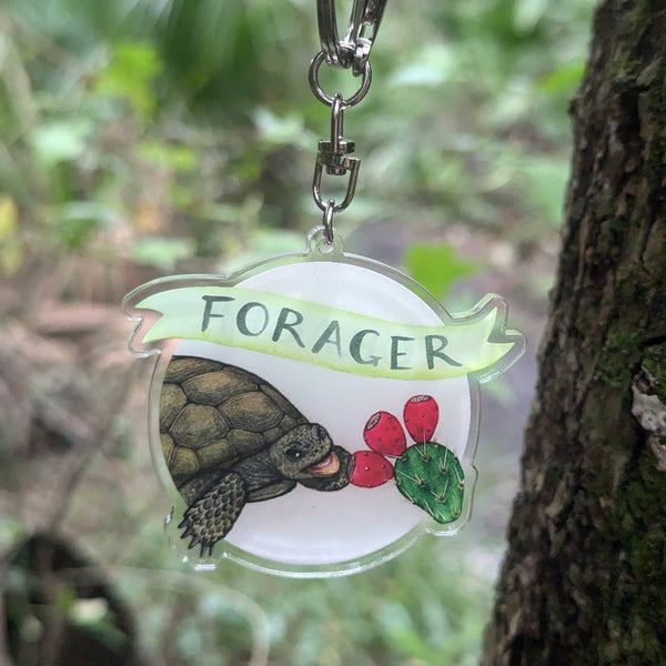 "Forager" Gopher Tortoise with Prickly Pear Keychain