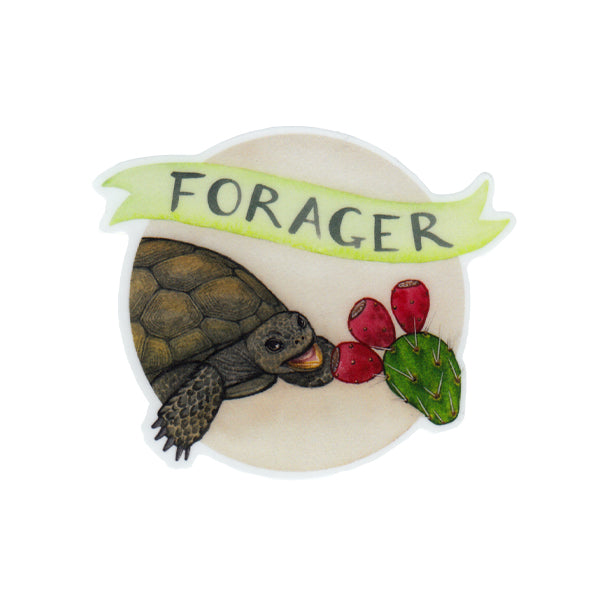 "Forager" Gopher Tortoise with Prickly Pear Vinyl Sticker