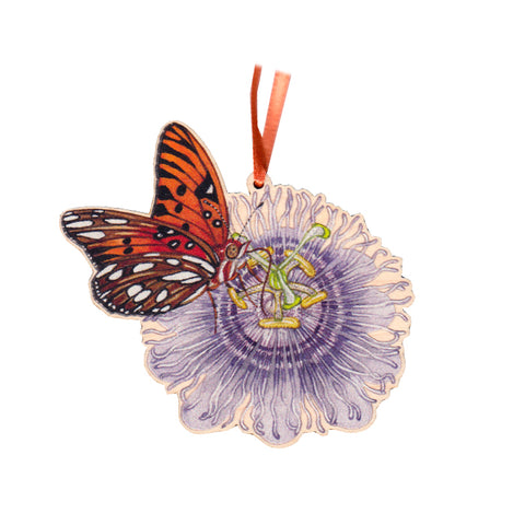 Gulf Fritillary on Passionflower Ornament