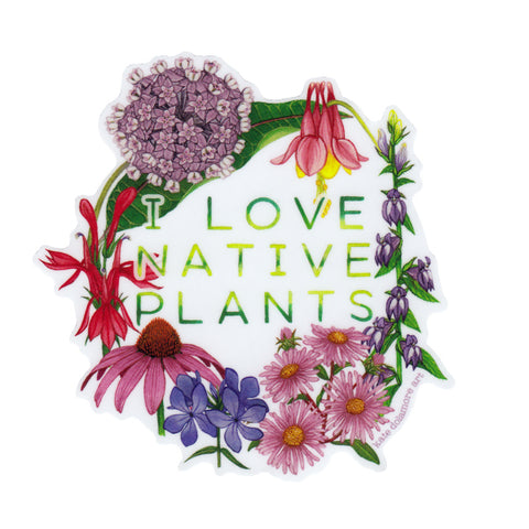 "I Love Native Plants" Mid-Atlantic/Northeastern Vinyl Sticker