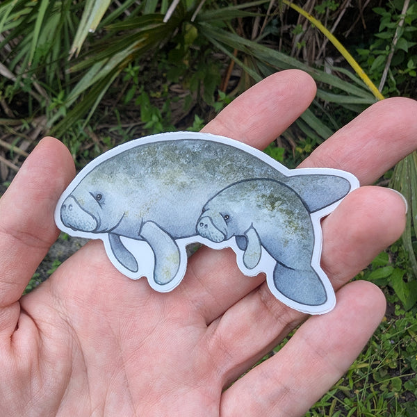 Manatee with Baby Vinyl Sticker