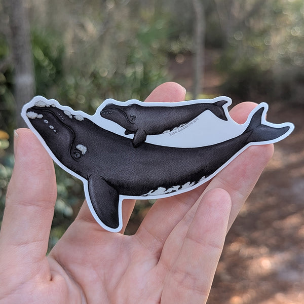 Right Whale with Baby Vinyl Sticker