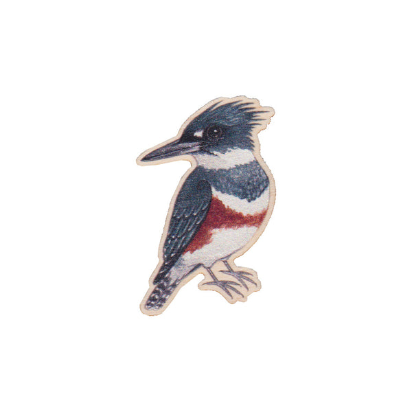 Belted Kingfisher Wooden Pin