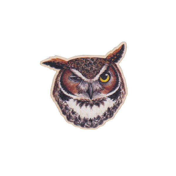 Great Horned Owl Wooden Pin
