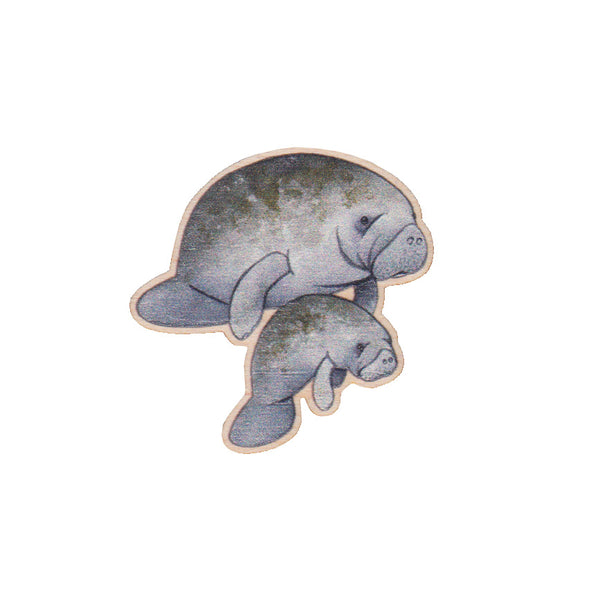 Manatees Wooden Pin