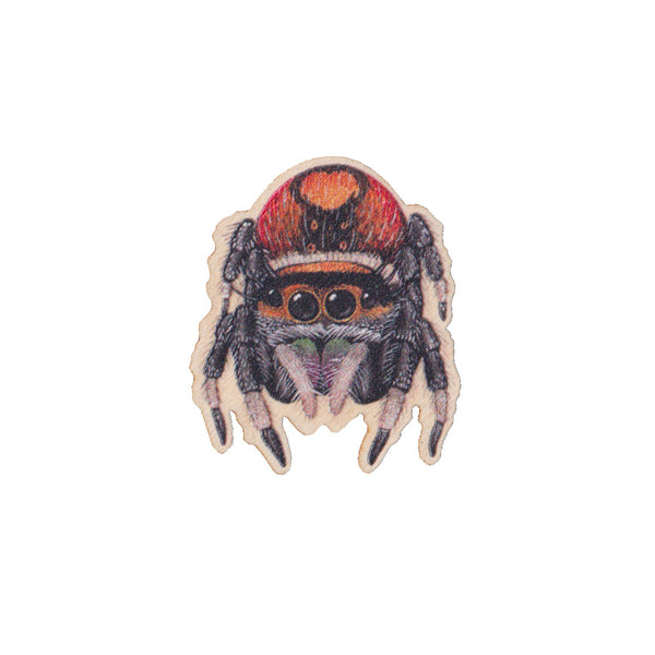 Regal Jumping Spider Wooden Pin