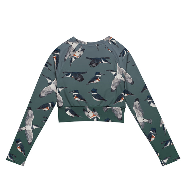 Belted Kingfisher Recycled Long Sleeve Crop Top