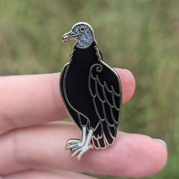 Black Vulture Enamel Pin