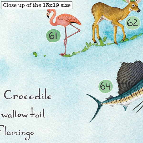 Animals of Florida Map Art Print