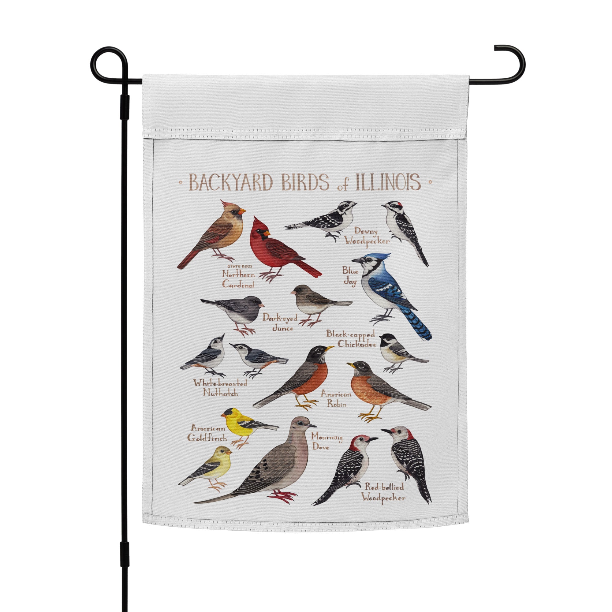 Backyard Birds of Illinois 12x17 Garden Flag – Kate Dolamore Art