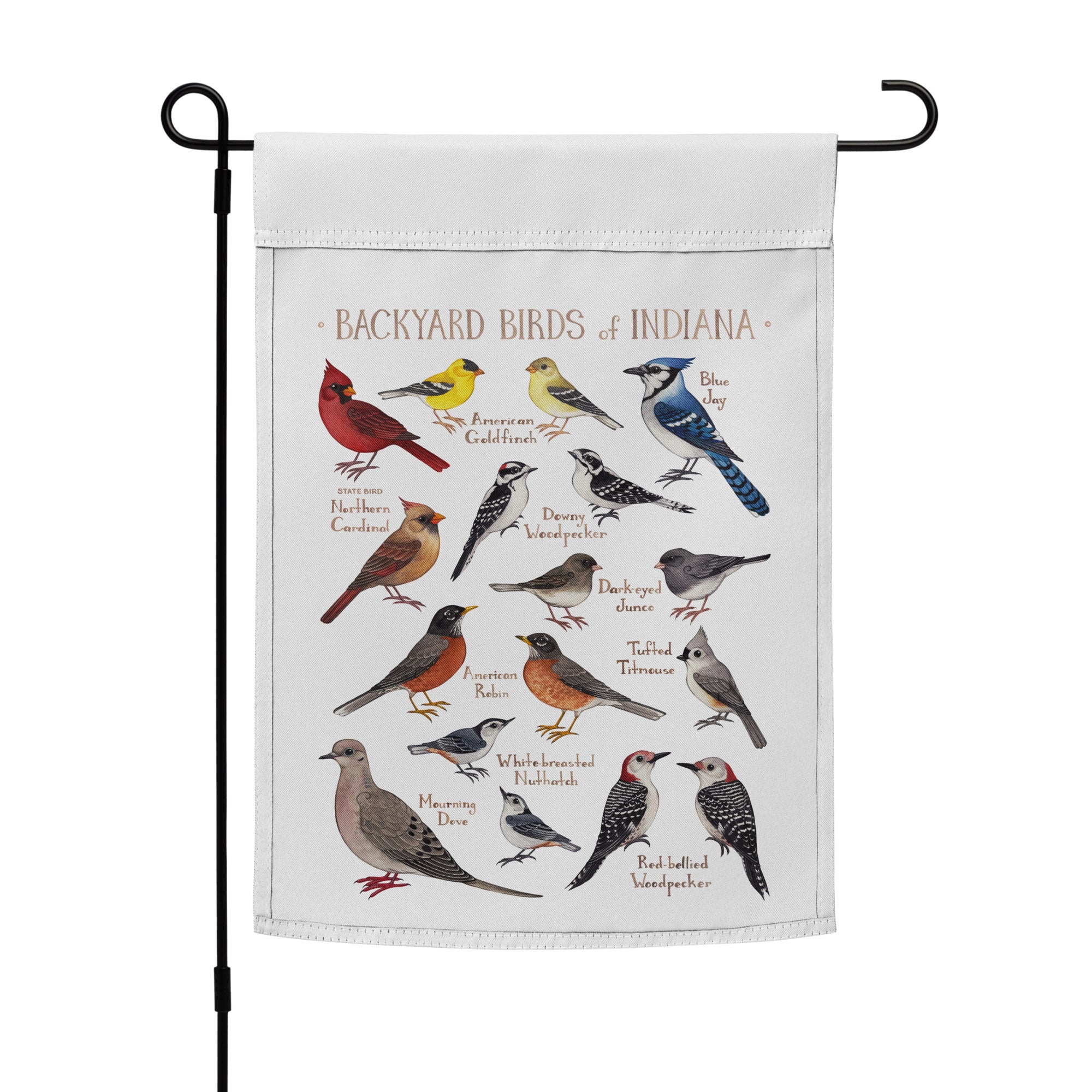 Backyard Birds of Indiana 12x17 Garden Flag – Kate Dolamore Art