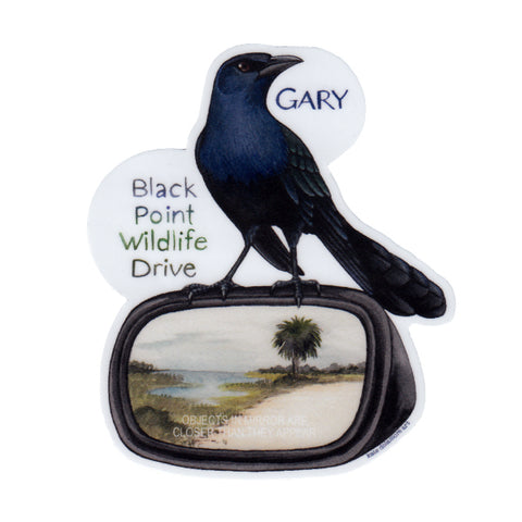 Gary the Grackle of Black Point Wildlife Drive Vinyl Sticker