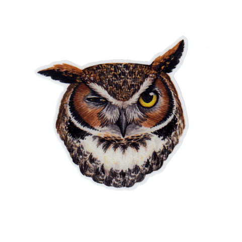 Great Horned Owl Portrait Vinyl Sticker