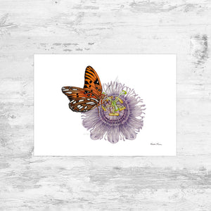 Gulf Fritillary on Passionflower Art Print