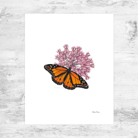 Monarch on Common Milkweed Art Print