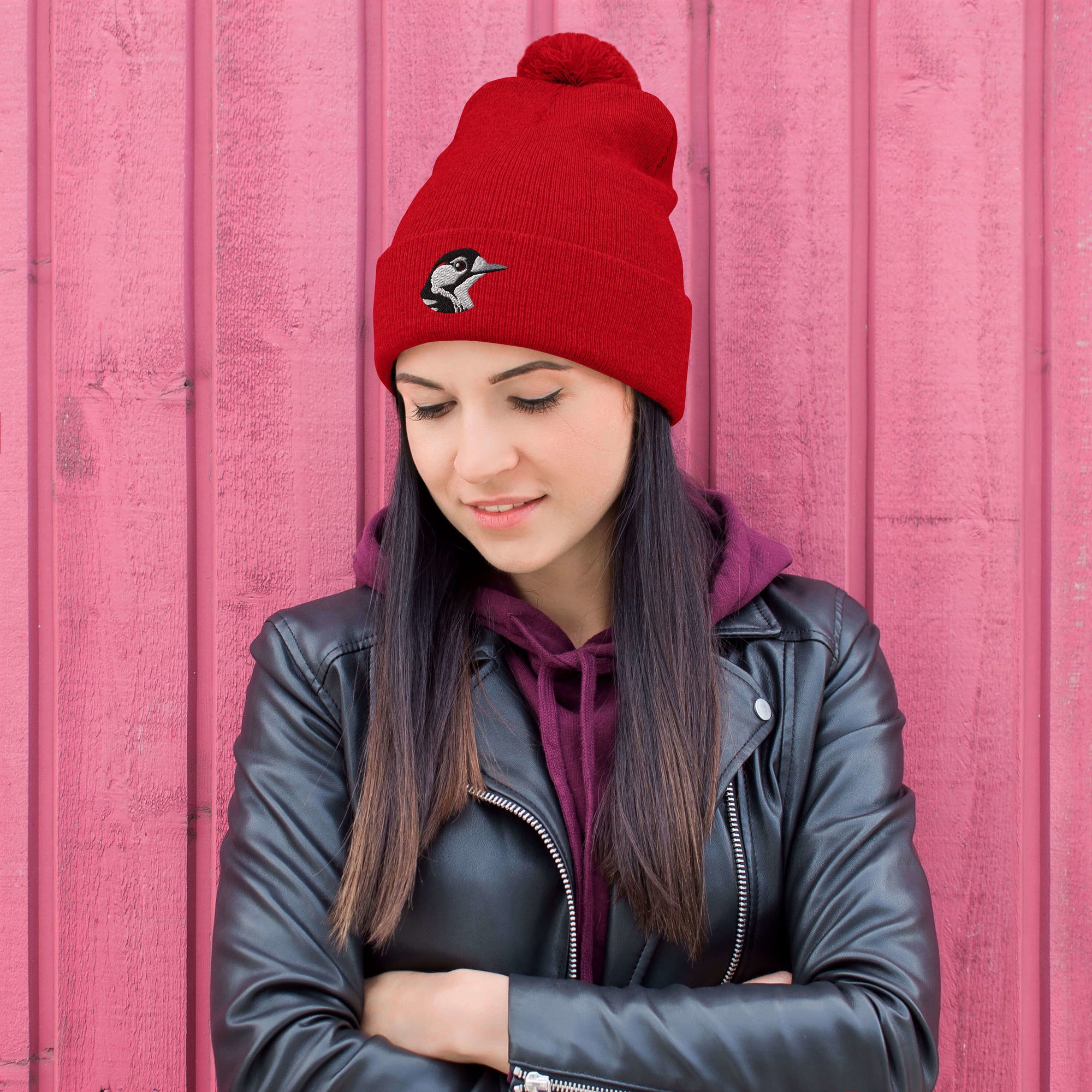 Red-cockaded Woodpecker Pom-Pom Beanie – Kate Dolamore Art