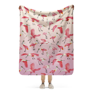 Roseate Spoonbills Sherpa Blanket (Vertical)