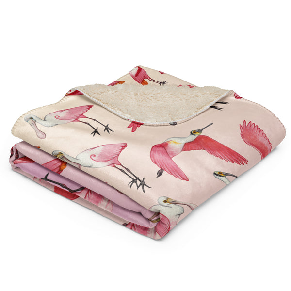 Roseate Spoonbills Sherpa Blanket (Vertical)