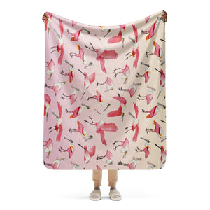 Roseate Spoonbills Sherpa Blanket (Horizontal)