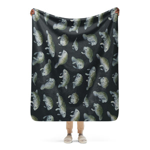 Manatees Sherpa Blanket (Horizontal)